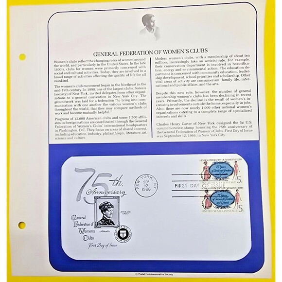 General Federation of Womens Clubs 75th Anniversary USA FDC 1966 - Picture 1 of 3